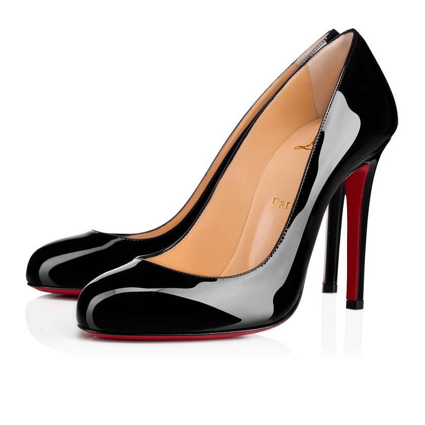 Women's Christian Louboutin Fifille 100mm Patent Leather Pumps - Black [4627-019]